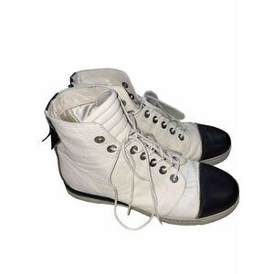 Stuart weitzman‎ zipit leather hightop sneaker 9M White Black